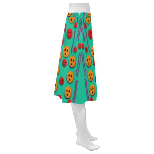 Pumkins dancing in the season pop art Mnemosyne Women's Crepe Skirt (Model D16)