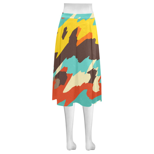 Wavy retro  texture Mnemosyne Women's Crepe Skirt (Model D16)