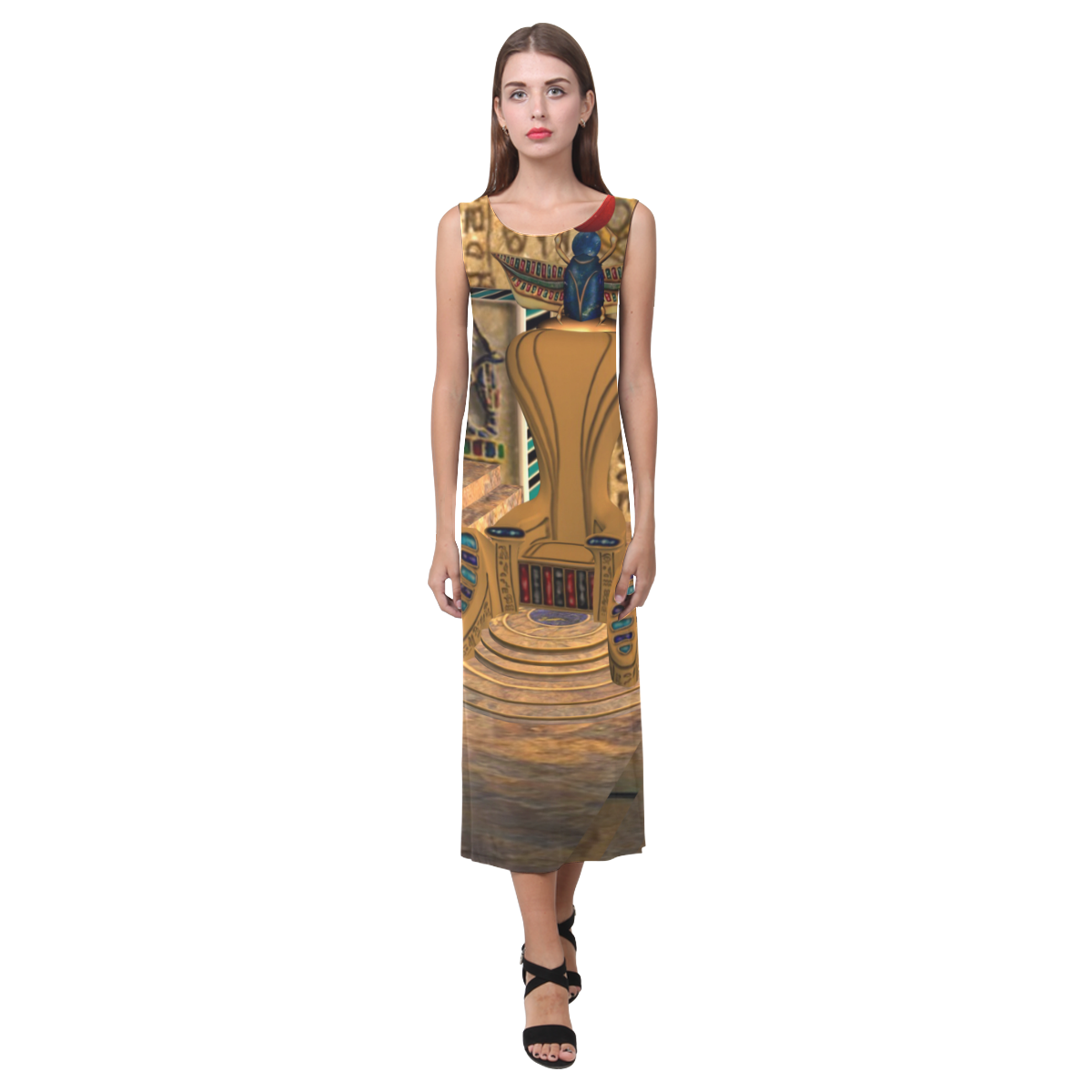 The egyptian temple Phaedra Sleeveless Open Fork Long Dress (Model D08)