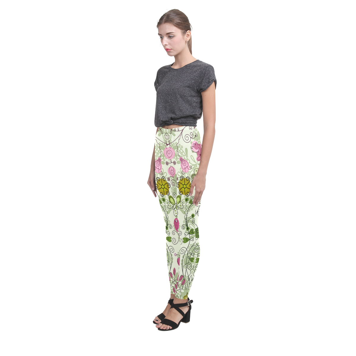 doodle flowers, flower Cassandra Women's Leggings (Model L01)