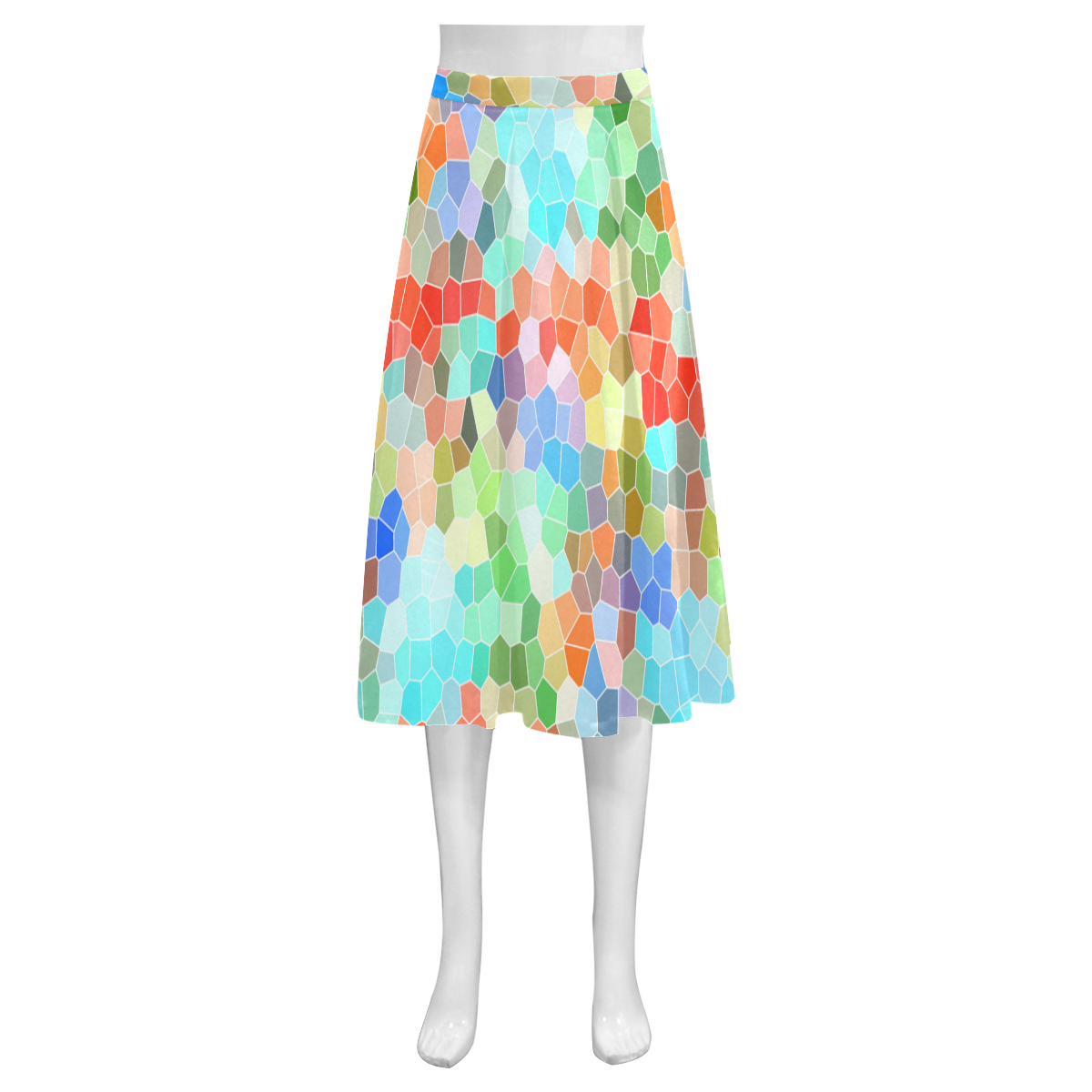 Colorful Mosaic Mnemosyne Women's Crepe Skirt (Model D16)