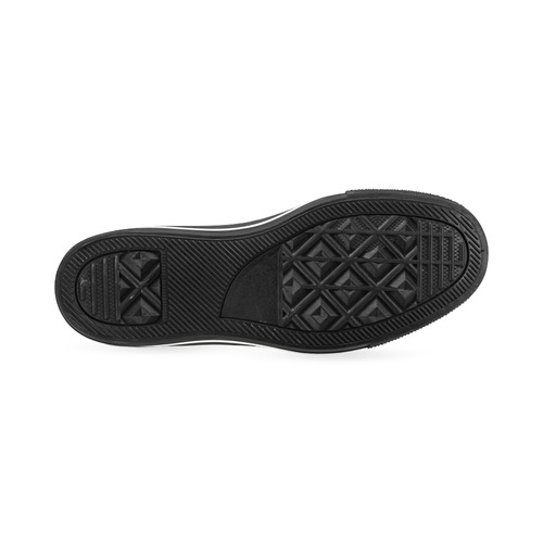 Narrow Black Flat Stripes Pattern High Top Canvas Women's Shoes/Large Size (Model 017)