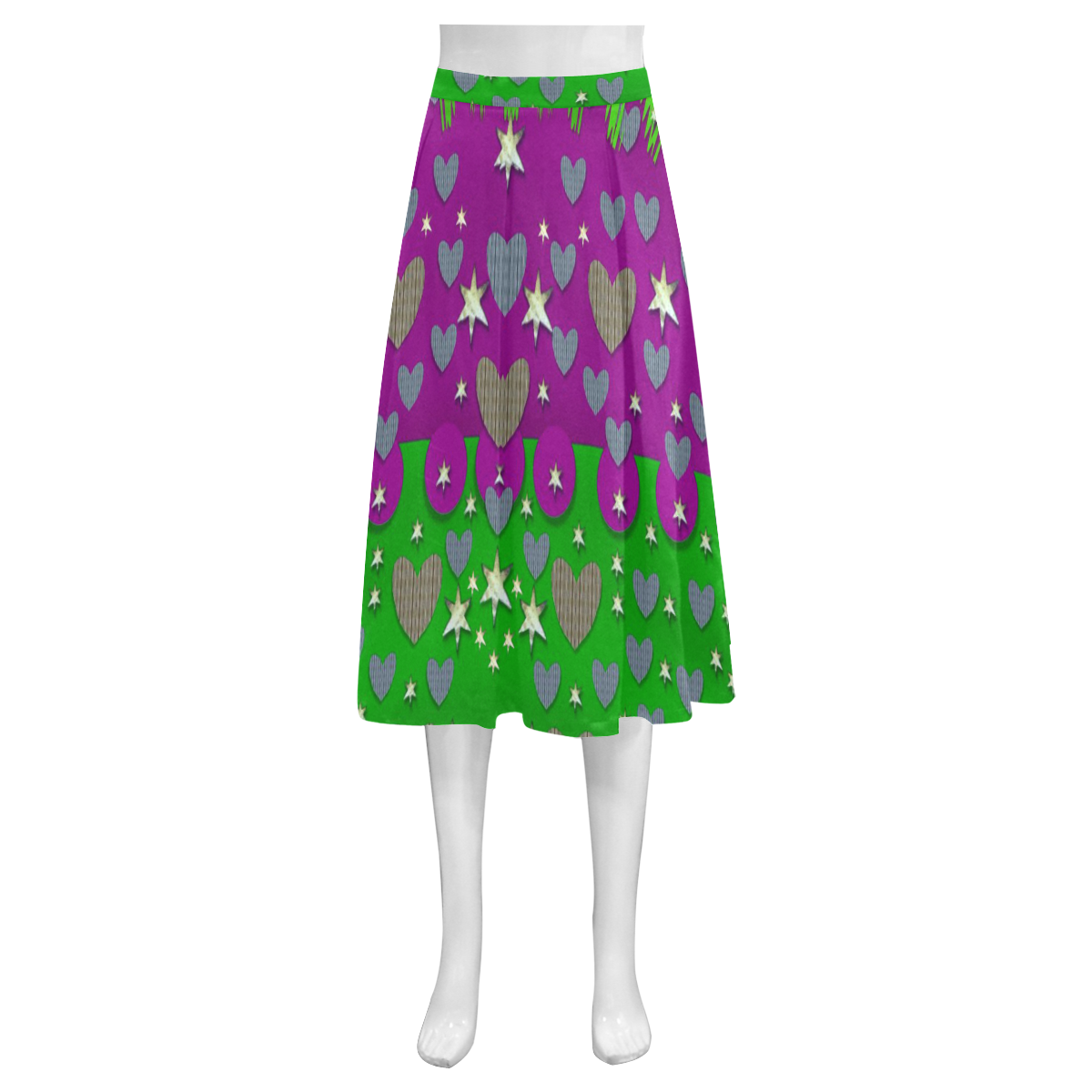 The Brightest sparkling stars Is Love Mnemosyne Women's Crepe Skirt (Model D16)