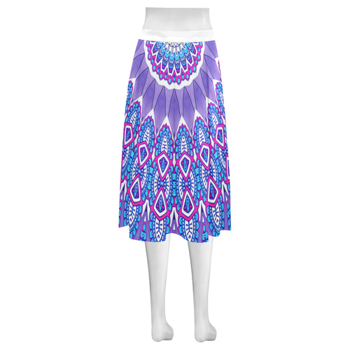 INDIA Patterns MANDALA BALL Blue Pink White Mnemosyne Women's Crepe Skirt (Model D16)