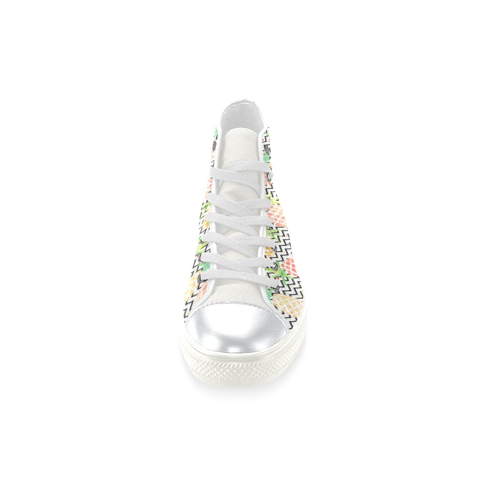 watercolor pineapple High Top Canvas Women's Shoes/Large Size (Model 017)