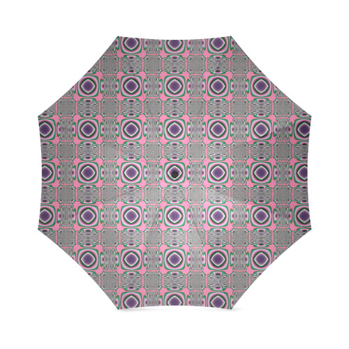 Woven Pink Purple and Green Fractal Foldable Umbrella (Model U01)