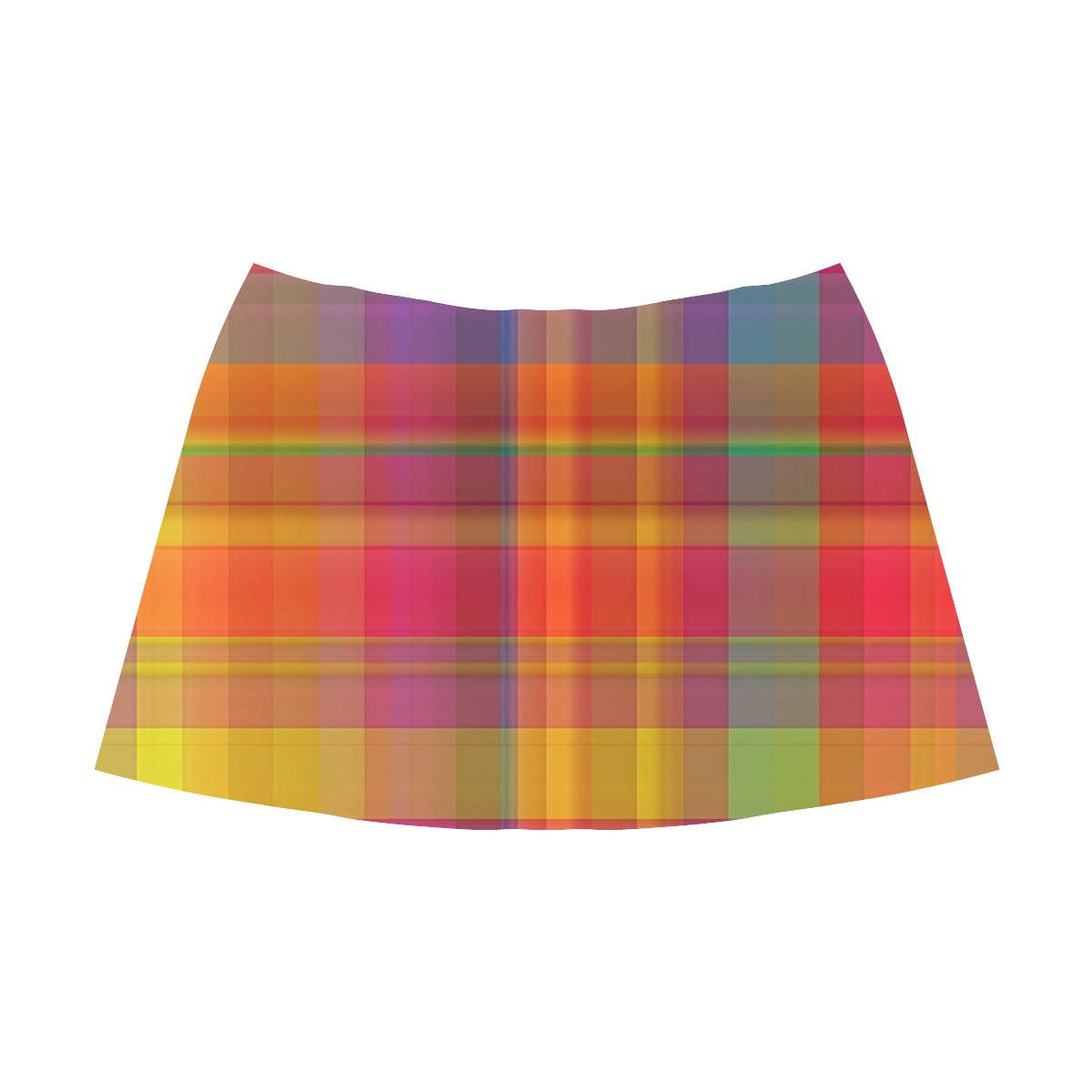 modern plaid, hot colors Mnemosyne Women's Crepe Skirt (Model D16)