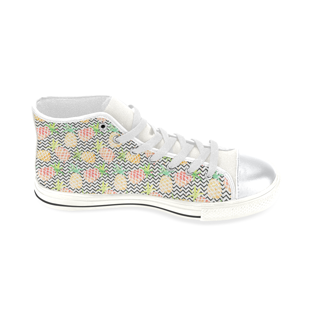 watercolor pineapple High Top Canvas Women's Shoes/Large Size (Model 017)