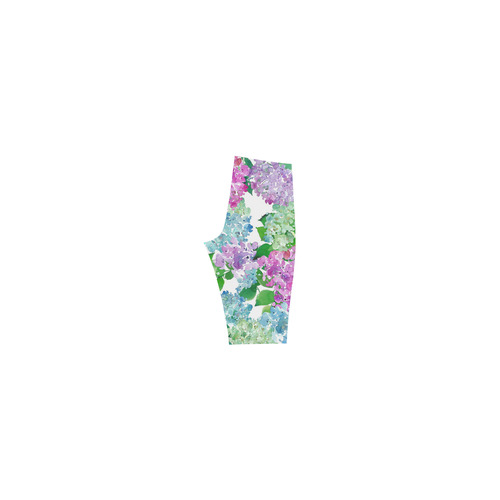 Watercolor Hydrangea, flower, flowers Hestia Cropped Leggings (Model L03)