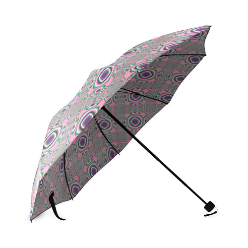 Woven Pink Purple and Green Fractal Foldable Umbrella (Model U01)