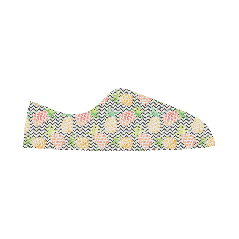 watercolor pineapple Women's Canvas Zipper Shoes/Large Size (Model 001)