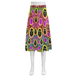 Big Cats protecting earth in peace Mnemosyne Women's Crepe Skirt (Model D16)