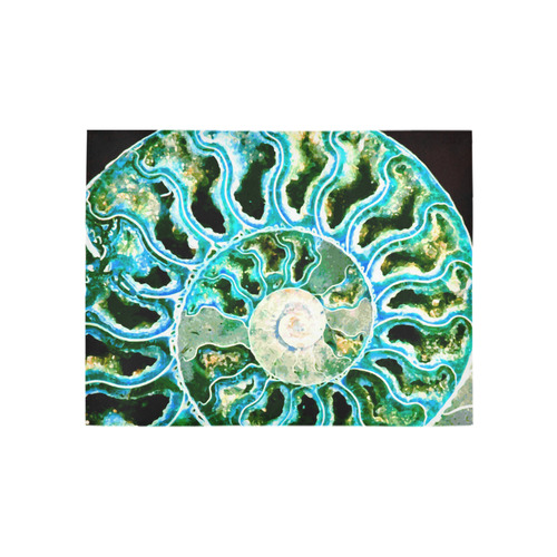Blue Green Fossil Geode Area Rug 5'3''x4'