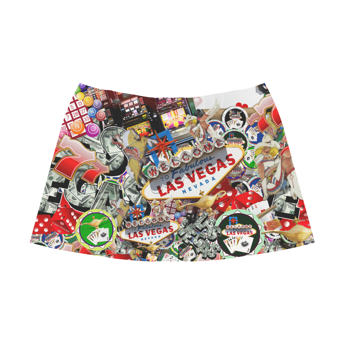 Las Vegas Icons - Gamblers Delight Mnemosyne Women's Crepe Skirt (Model D16)
