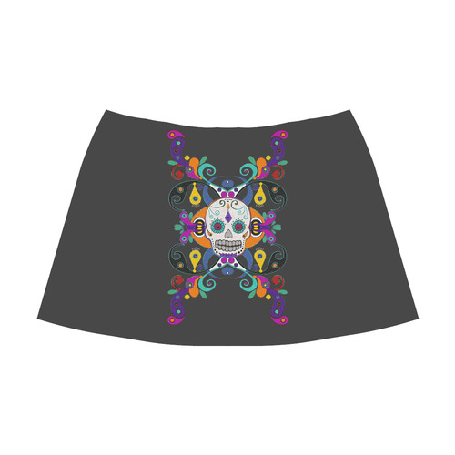 Día De Los Muertos Skull Ornaments Mnemosyne Women's Crepe Skirt (Model D16)