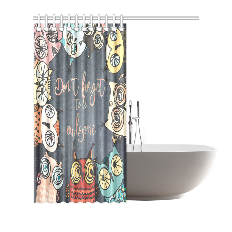 Owl animal bird typography-illustration Shower Curtain 72"x72"