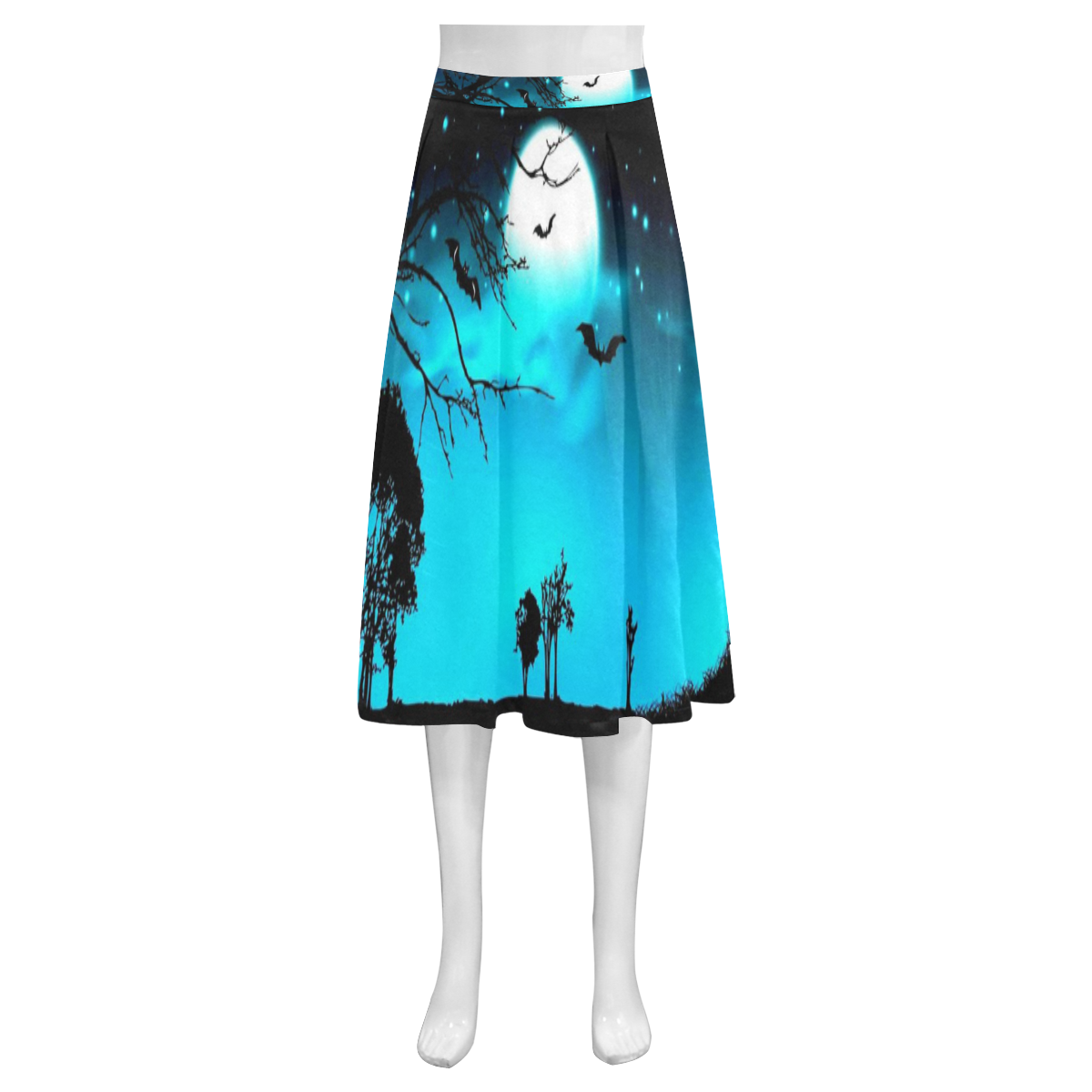 Halloween scene Mnemosyne Women's Crepe Skirt (Model D16)