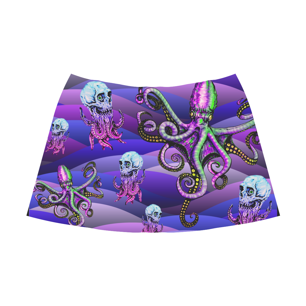 octopus cephalopod water creepy ocean marine life Mnemosyne Women's Crepe Skirt (Model D16)