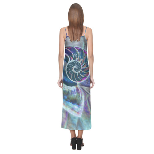 Wonderful Iridescent SHELL SNAIL V-Neck Open Fork Long Dress(Model D18)