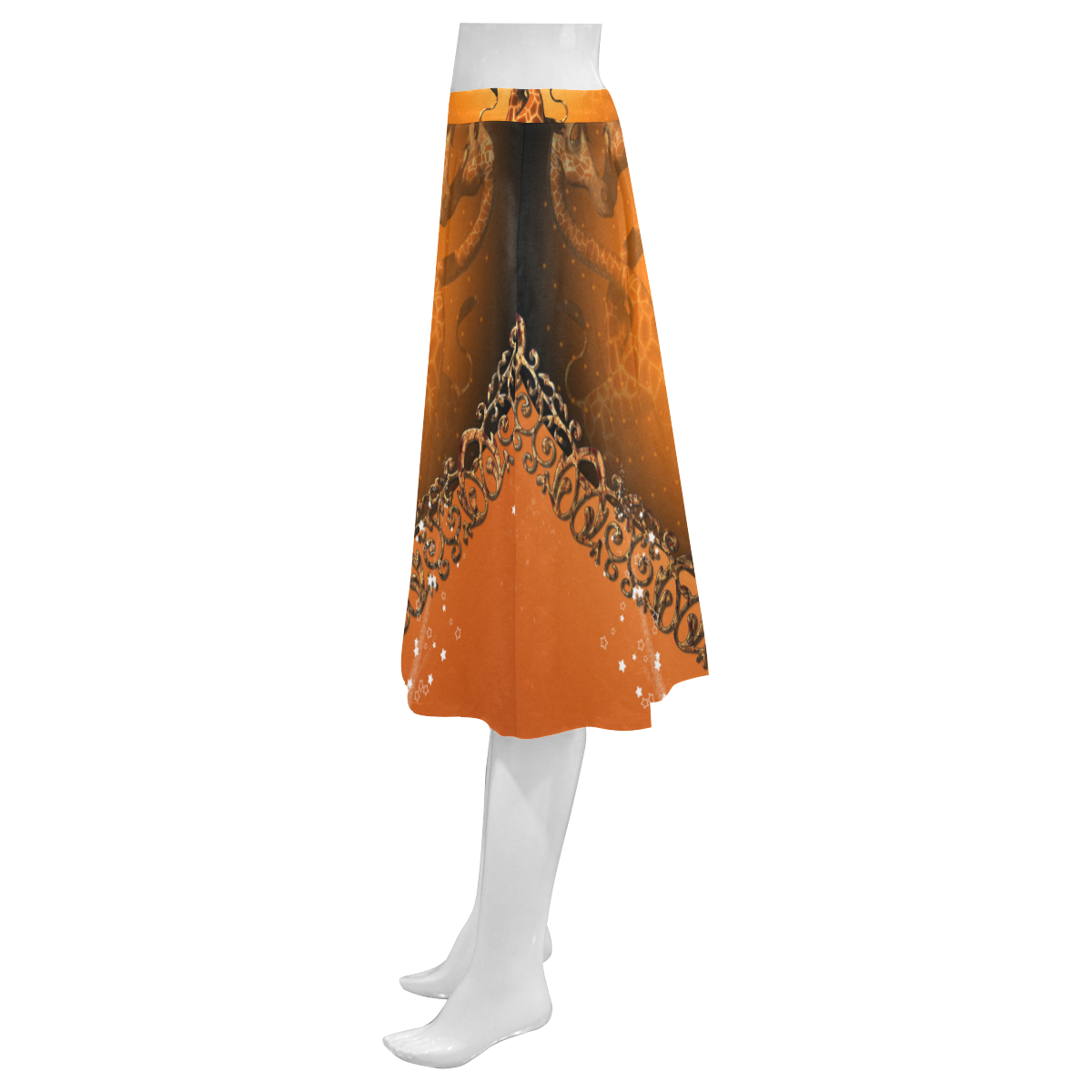 Giraffe in love Mnemosyne Women's Crepe Skirt (Model D16)