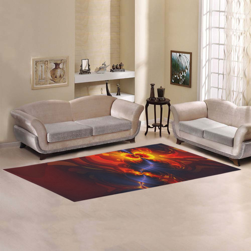 Butterfly Eyes, Abstract Violet Gold Wings Area Rug 9'6''x3'3''