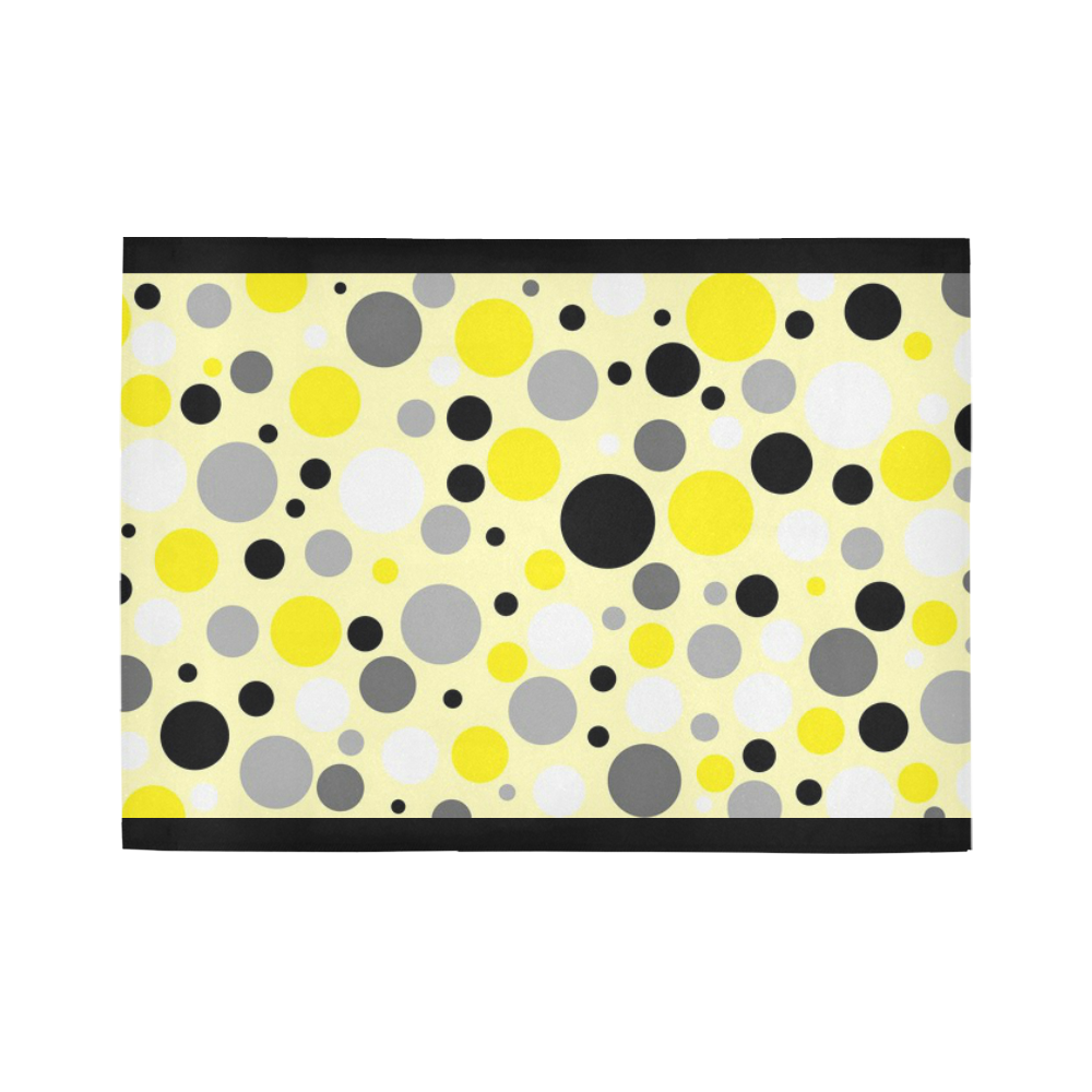 yellow gray and black polka dot Area Rug7'x5'