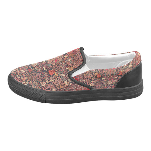 Vintage Persian Rug Nature Animals Women's Unusual Slip-on Canvas Shoes (Model 019)