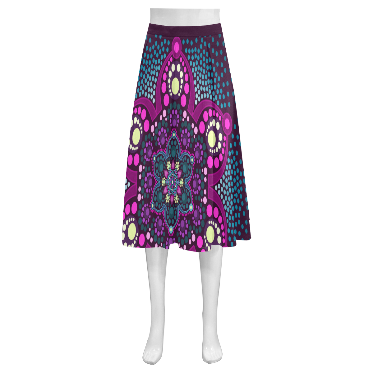 Dot painting meets mandalas 16 - 3 Mnemosyne Women's Crepe Skirt (Model D16)