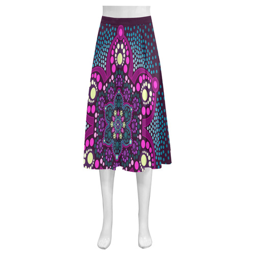 Dot painting meets mandalas 16 - 3 Mnemosyne Women's Crepe Skirt (Model D16)