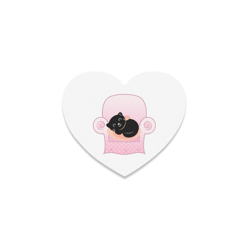 Cute designers Sofa edition with Black cat : Original hand-drawn Art Heart Coaster