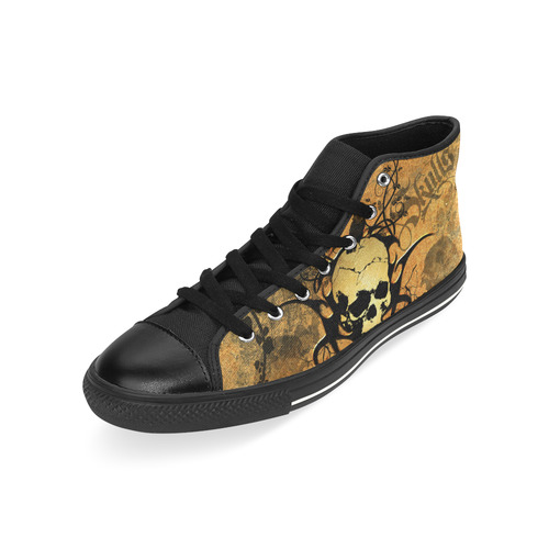 Awesome skull with tribal High Top Canvas Women's Shoes/Large Size (Model 017)