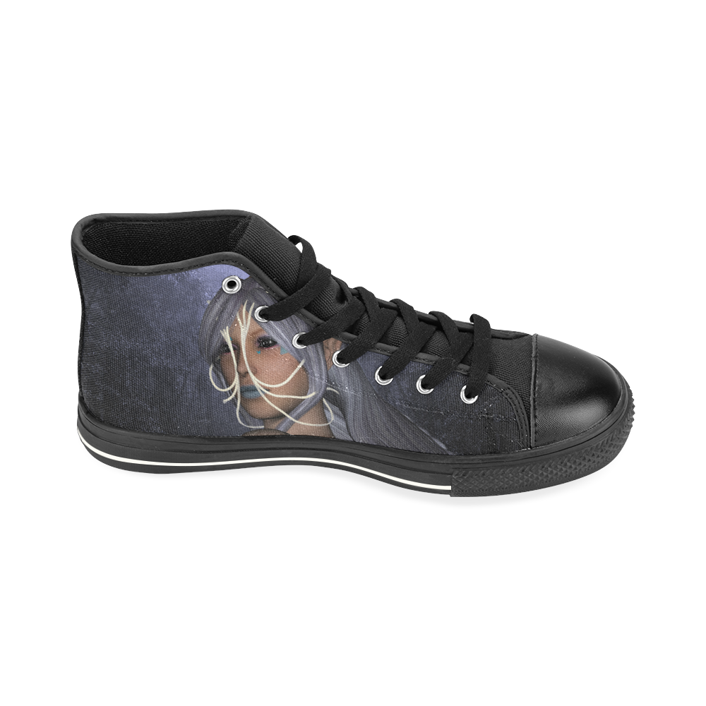 Awesome fairy with headdress High Top Canvas Women's Shoes/Large Size (Model 017)