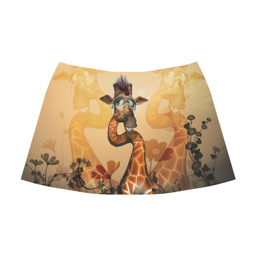 Funny, sweet giraffe Mnemosyne Women's Crepe Skirt (Model D16)