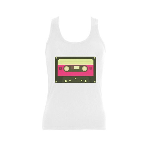 Pink Cassette Tape Women's Shoulder-Free Tank Top (Model T35)