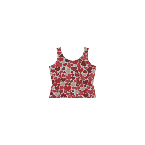 sparkling hearts, red Sleeveless Splicing Shift Dress(Model D17)