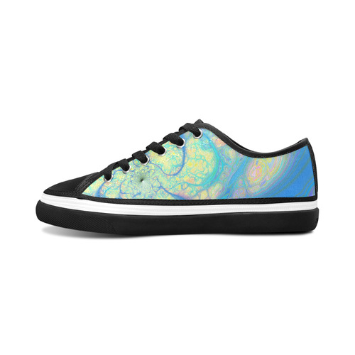 Blue Angel, Abstract Cosmic Azure Lemon Women's Canvas Zipper Shoes/Large Size (Model 001)