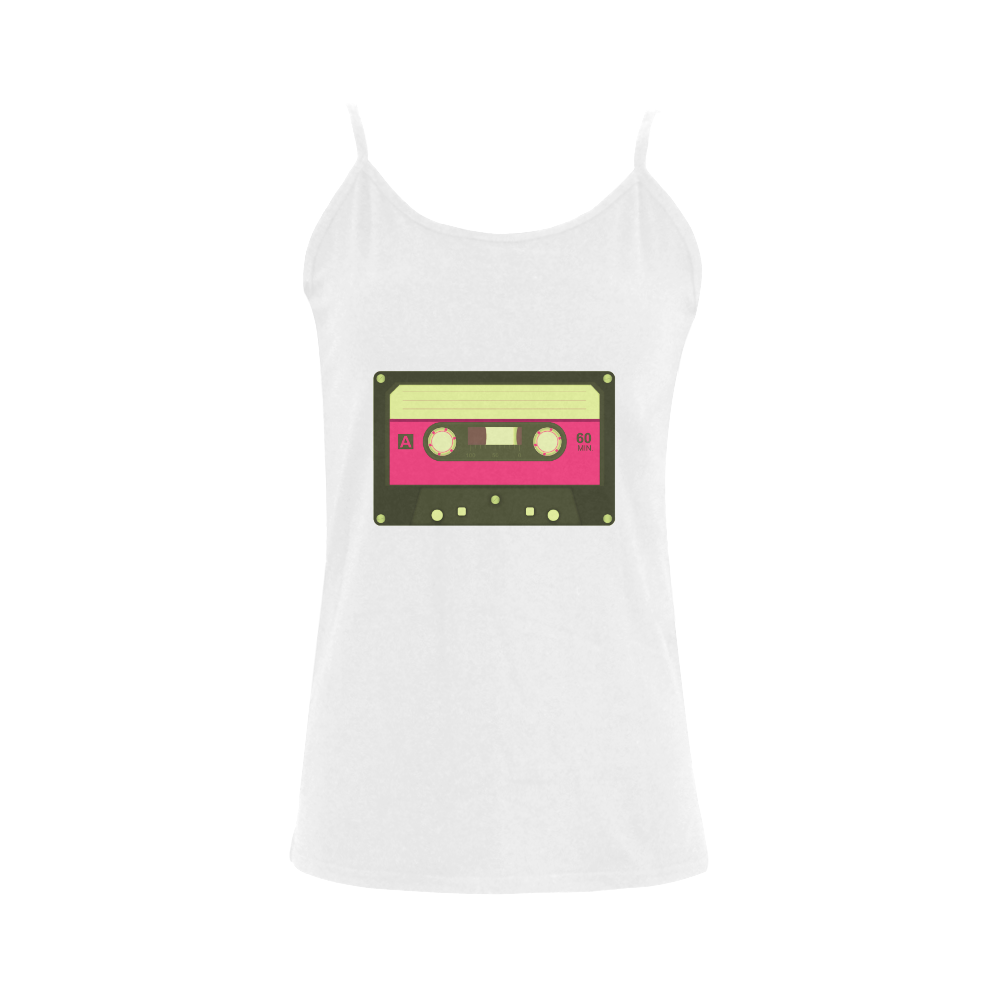 Pink Cassette Tape Women's Spaghetti Top (USA Size) (Model T34)