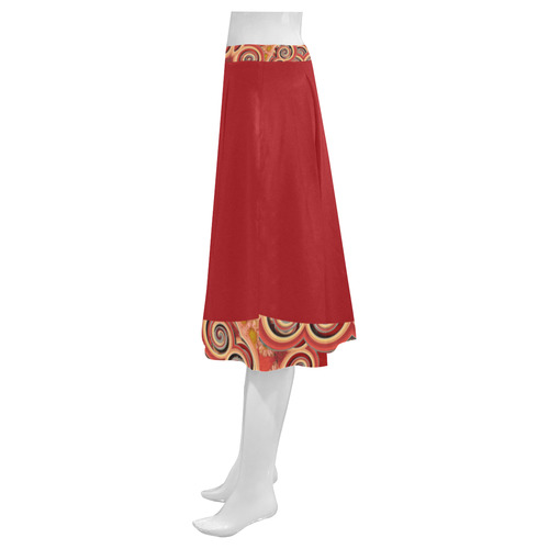 Cinnamon Color Curls and Swirls Mnemosyne Women's Crepe Skirt (Model D16)