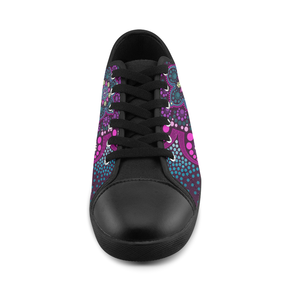 Dot painting meets mandalas 16 - 3 Canvas Shoes for Women/Large Size (Model 016)