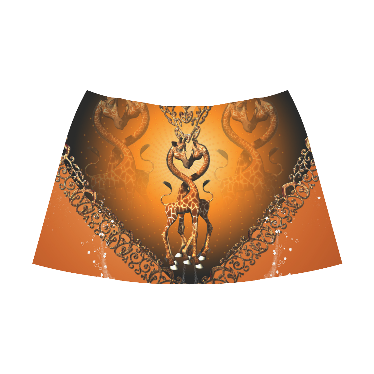 Giraffe in love Mnemosyne Women's Crepe Skirt (Model D16)