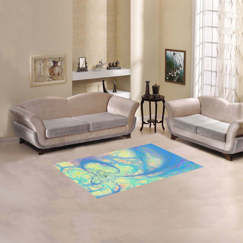 Blue Angel, Abstract Cosmic Azure Lemon Area Rug 2'7"x 1'8‘’