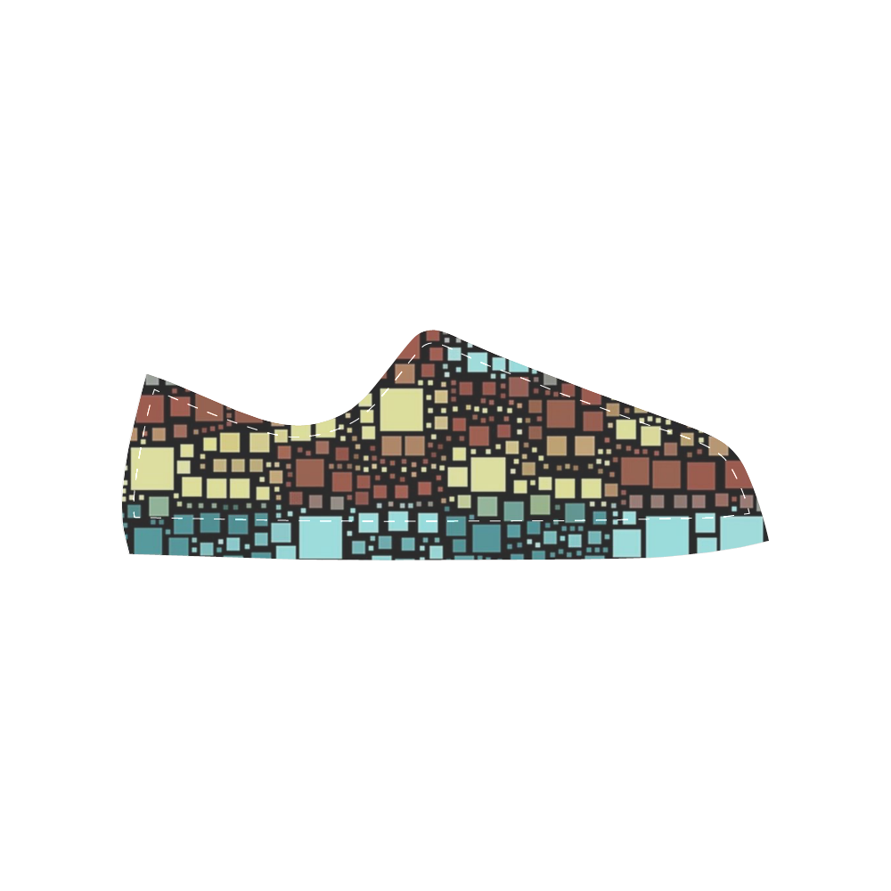 block on block aqua Canvas Women's Shoes/Large Size (Model 018)