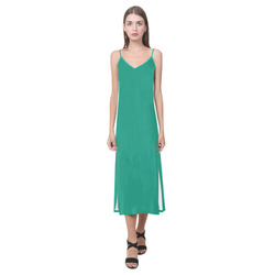 Emerald V-Neck Open Fork Long Dress(Model D18)