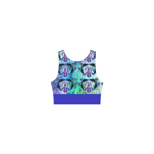 Birdwing Butterfly on Iris with Navy Accent Atalanta Casual Sundress(Model D04)