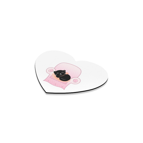 Cute designers Sofa edition with Black cat : Original hand-drawn Art Heart Coaster