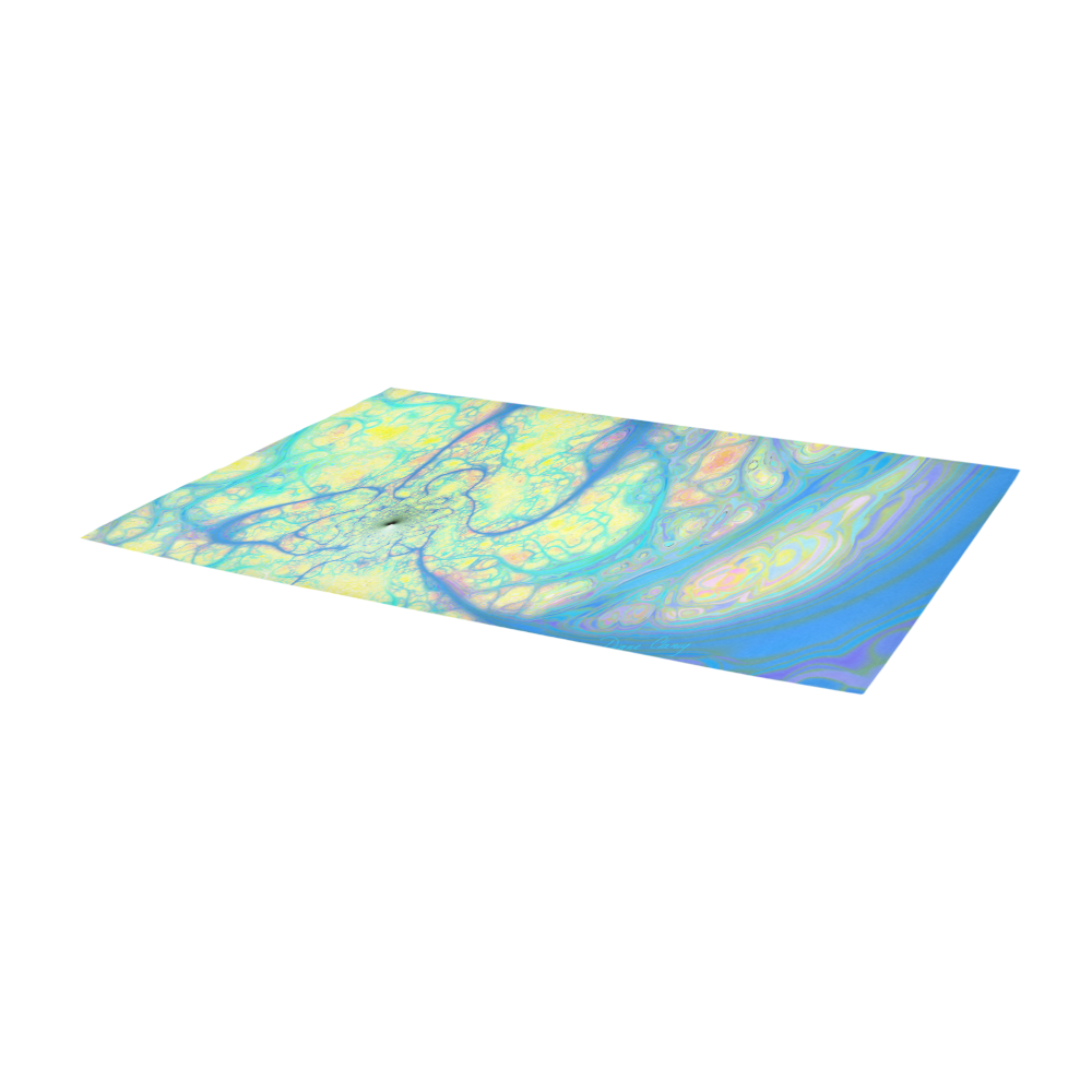 Blue Angel, Abstract Cosmic Azure Lemon Area Rug 9'6''x3'3''