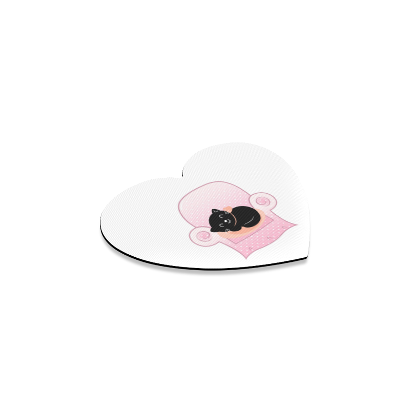 Cute designers Sofa edition with Black cat : Original hand-drawn Art Heart Coaster