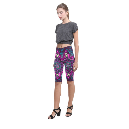 Dot painting meets mandalas 16 - 3 Hestia Cropped Leggings (Model L03)