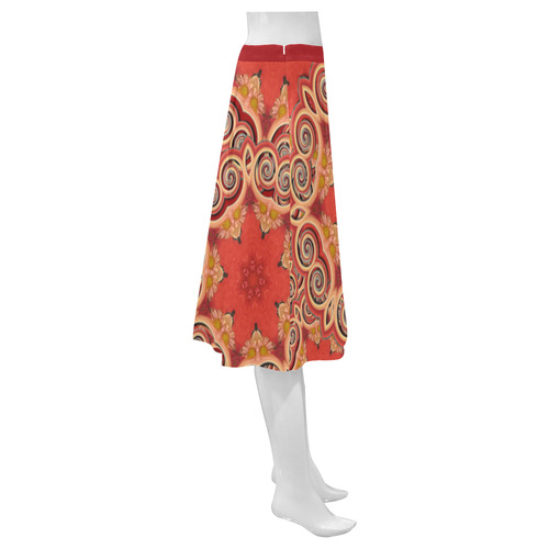 Cinnamon Color Curls and Swirls Mnemosyne Women's Crepe Skirt (Model D16)