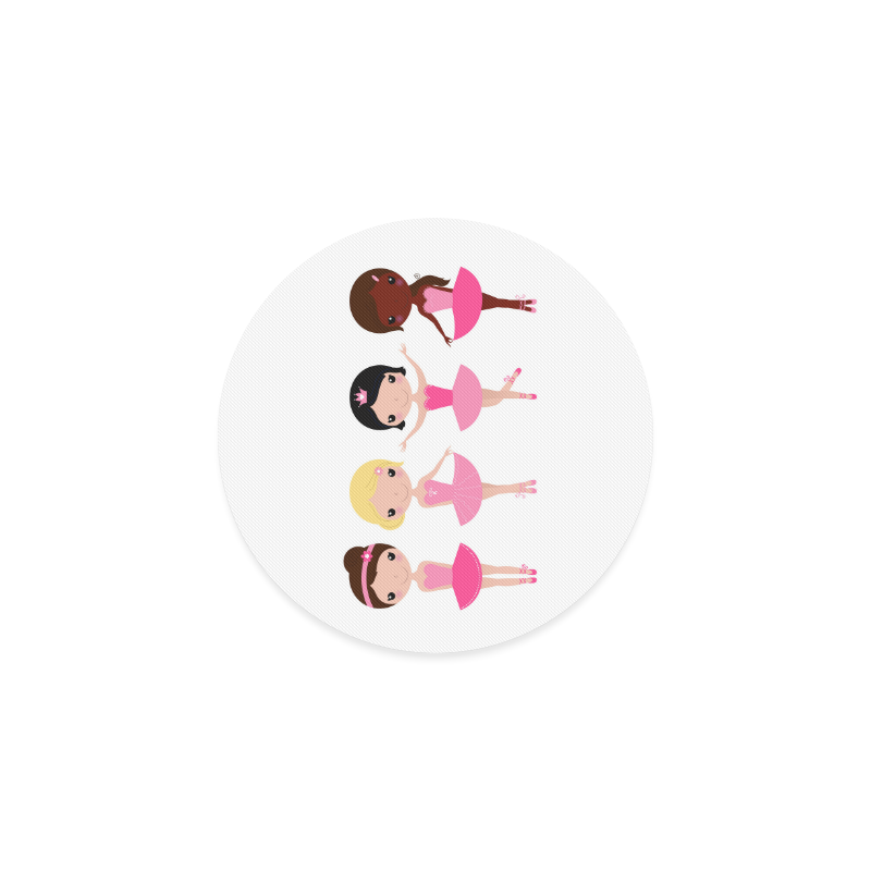 Cute designers Balerina edition : Multicultural pink characters / Gift for little girls Round Coaster
